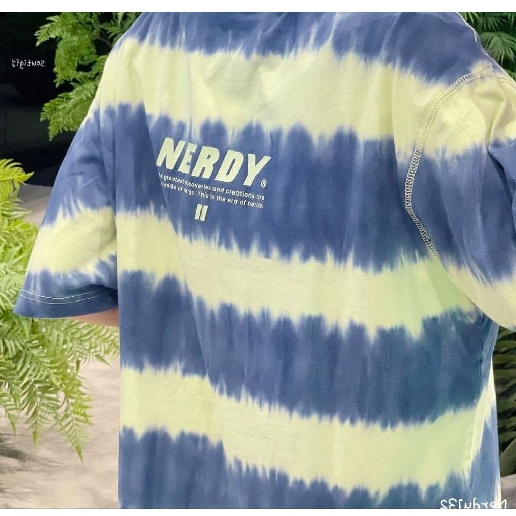 kaos t-shirt NERDY Striped tie dye navy original RARE ITEM