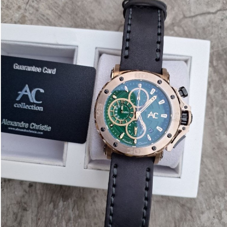 alexandre christie 9205 original kulit gold hijau