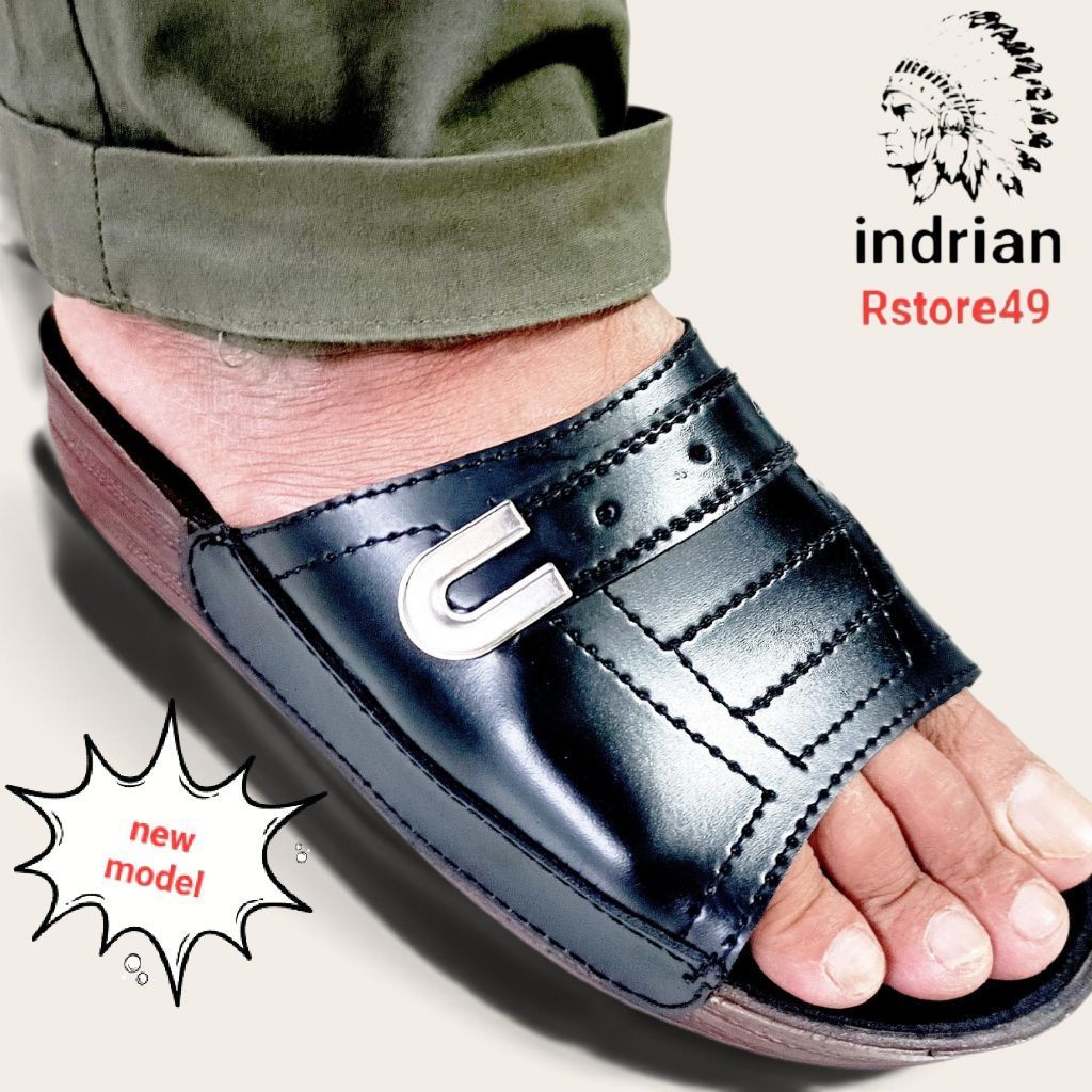 sandal pria indrian black 409/sandal model Indian/sandal pria/sandal kulit pria/sandal murah/sandal 