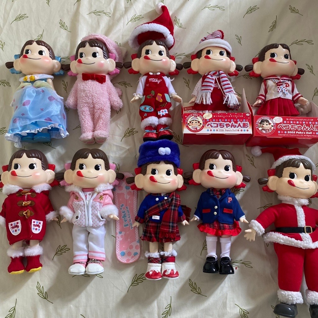 Doll Peko Chan Snow Board Fujiya Boneka 2005 2006 Vintage Rare Natal School Santa Milky Uniform Holi