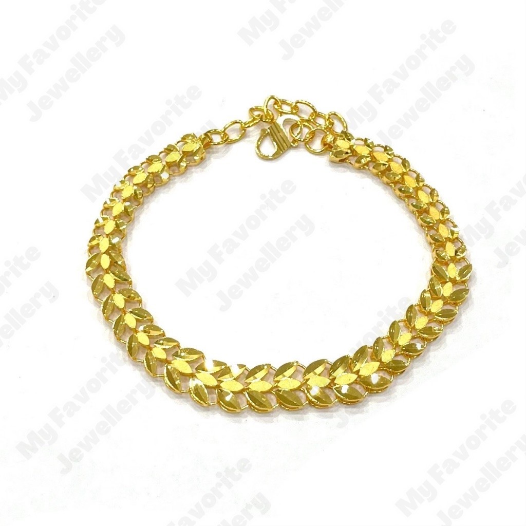 Gelang Daun Doff Emas Asli 7Graman Kadar 875 20karat 15.5cm