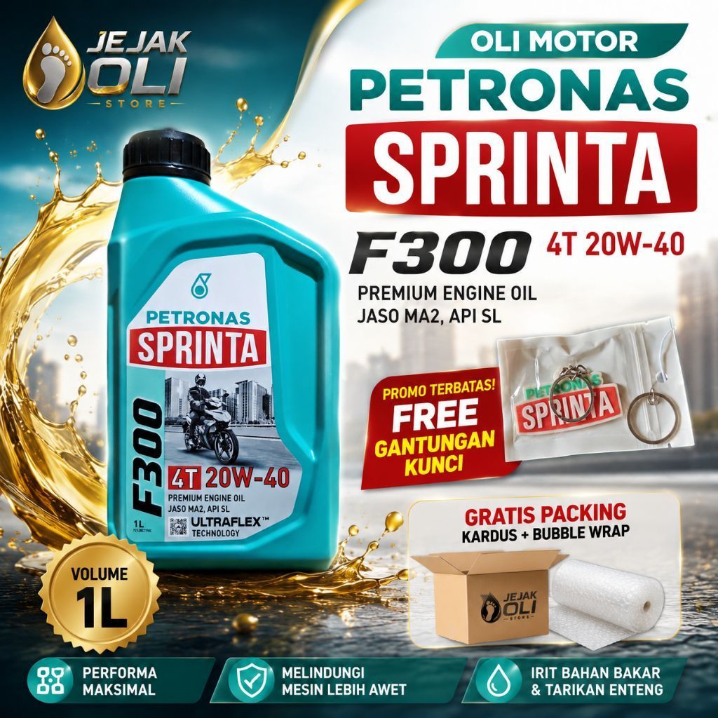 OLI PETRONAS SPRINTA F300 20W-40 1L API SL JASO MA2 OLI MOTOR MANUAL 4T ORIGINAL