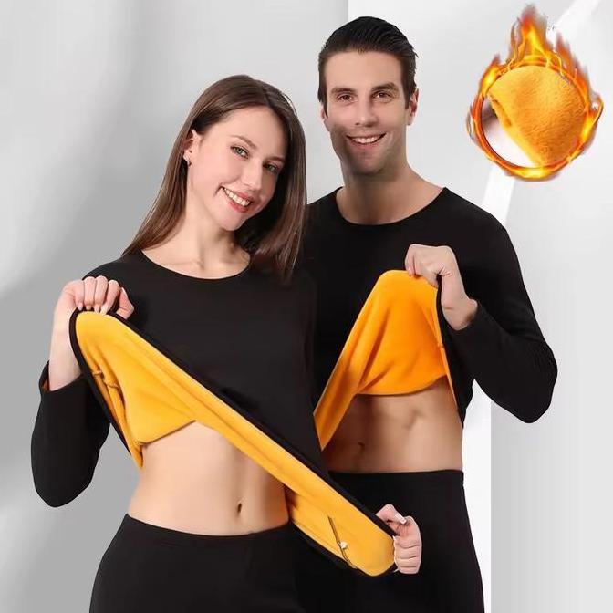 LongJohn Thermal Import Pakaian Baju Dalam Hangat Bulu LongJohn Musim Dingin Pria & Wanita Tebal Saf