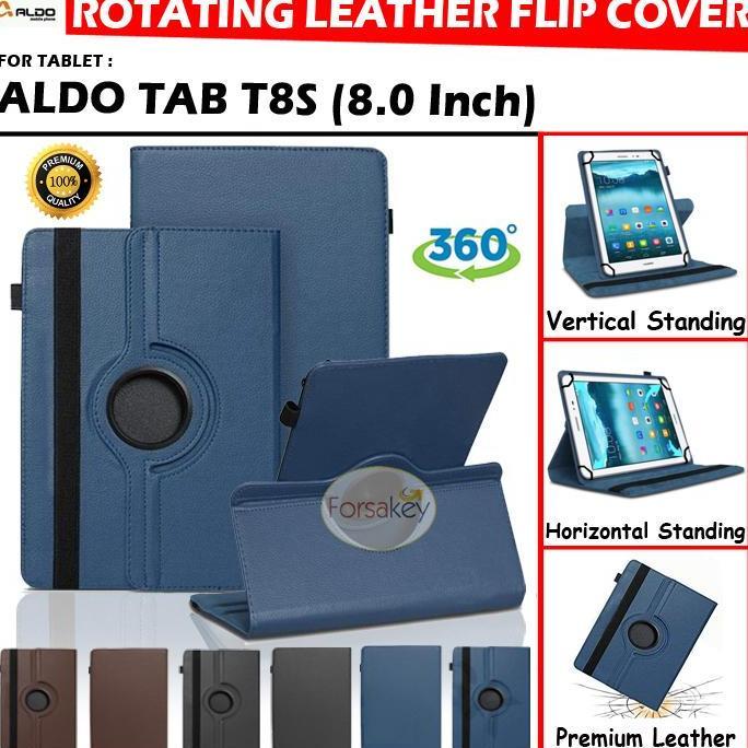 NEW Tablet Aldo Tab T8s 8 Inch Rotate Leather Flip Book Cover Case Casing