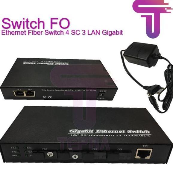 Media Converter Ethernet Fiber Switch FO 4 SC 3 LAN Gigabit