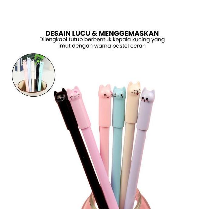 [COD] Tseloop A14 Pulpen Gel Karakter Kucing Pena Unik Bolpen Motif Kucing lucu