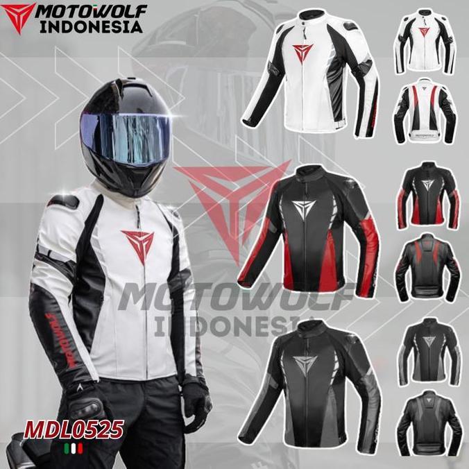 Jaket Motor Pria Kulit Touring Thermal Lock Protector ESA Lv1 Motowolf 0525