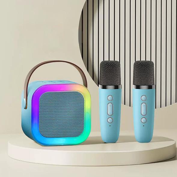TERBARU Mini karoke Speaker Bluetooth 2 mic / Mini karoke Speaker Bluetooth Portabel Penuh Bass / Bl