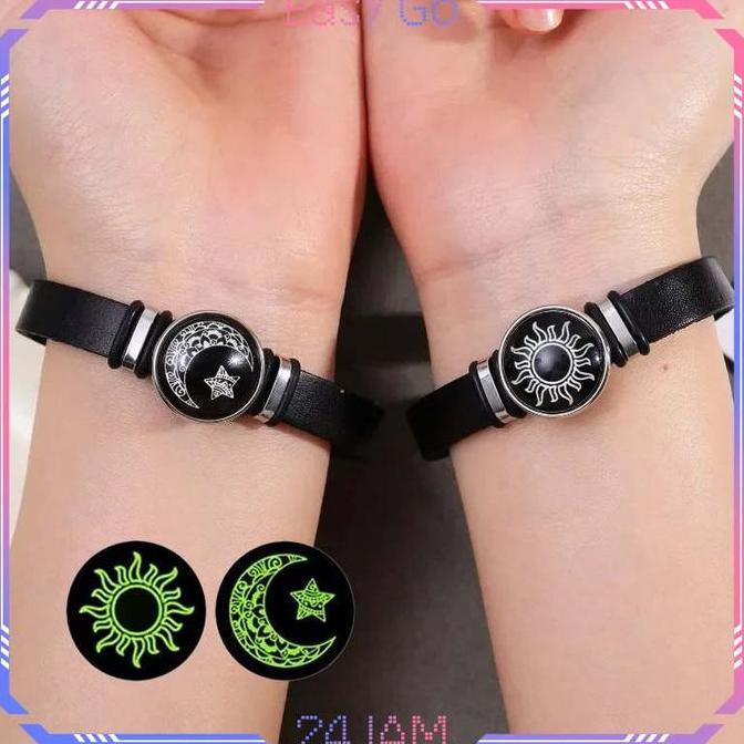 TSP 1pcs Gelang Cople Pasangan Aestetic Aksesoris Gelang Bulan Dan Matahari Kulit Gelang Matahari