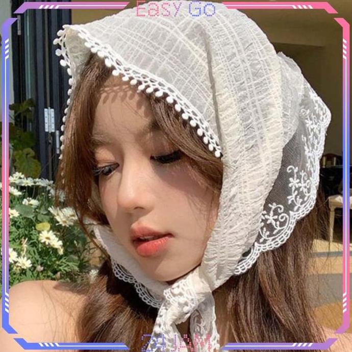 TSP Lace Scarf Syal Renda Wanita Korea Syal Segitiga Ins Gaya Syal Renda Wanita Kain Renda Ikat Kepa