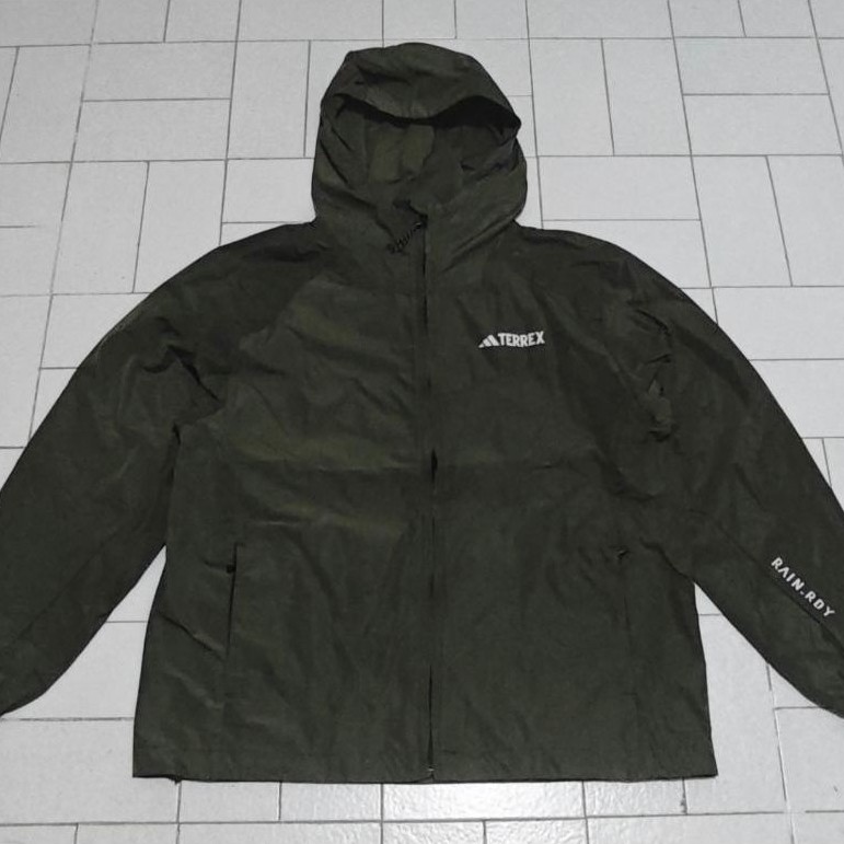 Jaket Sport Running A***** Terrex Rain Dry Hijau