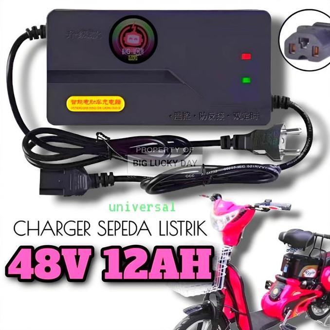 Charger sepeda listrik 48v 12ah universal cas casan selis super rider sunrace antelope Indobike supe