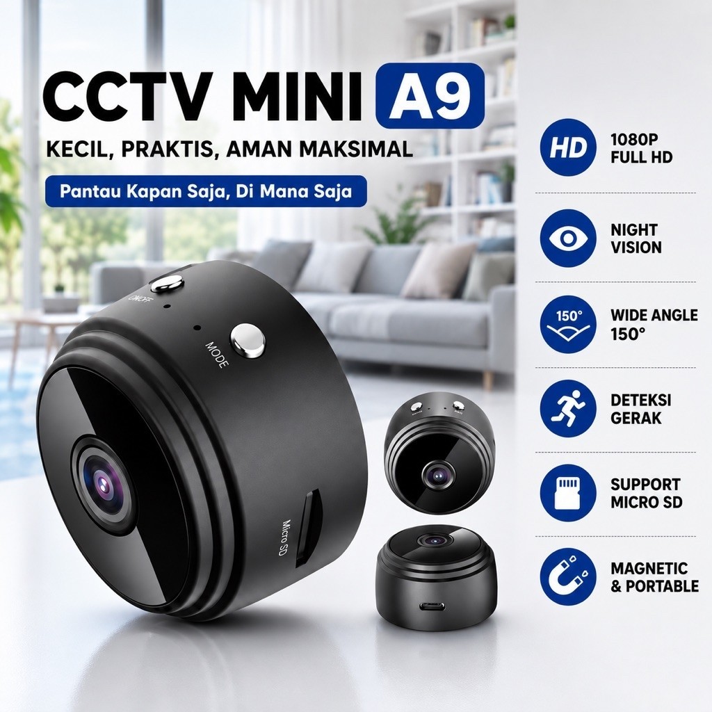 Kamera Pengintai Mini A9 Putih - 1080P HD