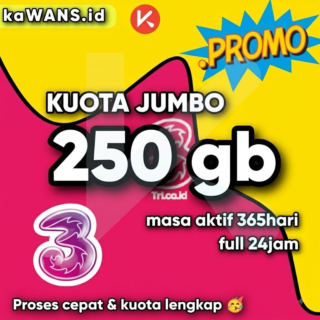 Paket kuota internet TRI Kuota besar 250gb 300gb 156gb 250gb 100gb  Murah & Unlimited , kuota nasion