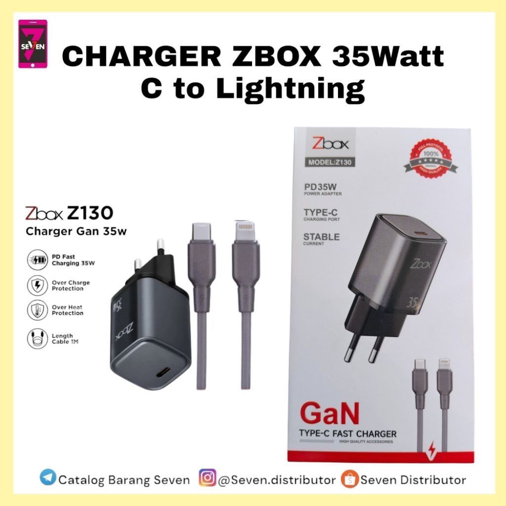 TC Iphone Travel Charger Zbox Gan Type C to Lightning Super FastCharging