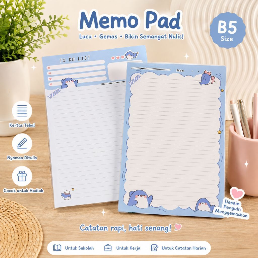 MEMOPAD B5 30 LEMBAR 17cmx25cm KERTAS JOURNALING DAILY PLANNER