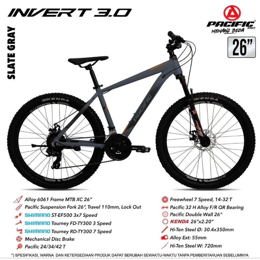 Sepeda gunung/MTB 26 inch/27,5 Inch Pacific Invert 3.0 Frame Alloy