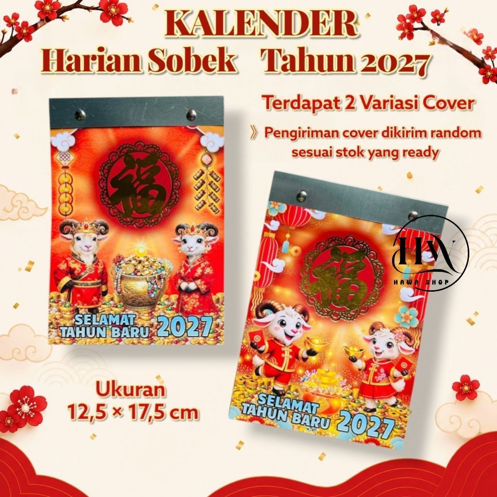 Kalender harian sobek TH tahun 2027 ukuran medium tanggalan harian sobek 2027