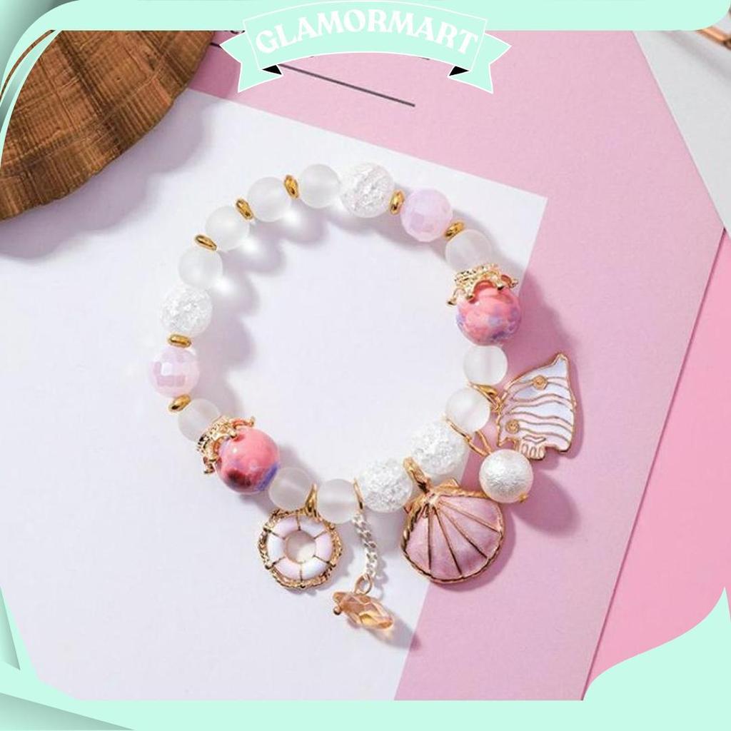 Gelang Kristal Gaya Korea Motif KERANG/Gelang wanita Free Box AS Sale