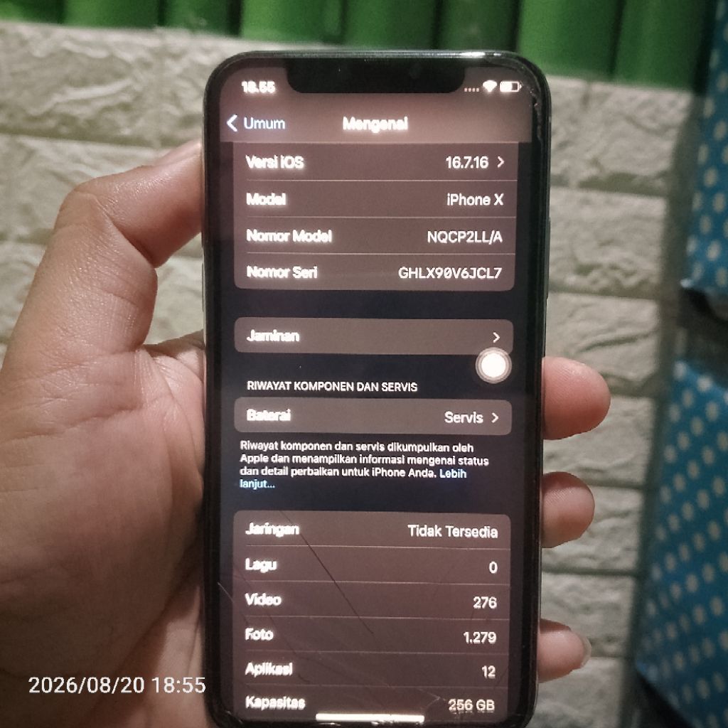 iPhone X 256GB ( Bebas Riset ) Wifi Only