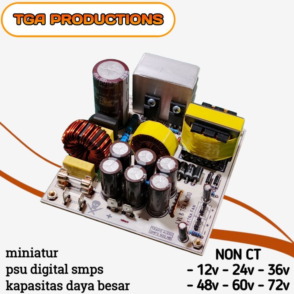 Power supply PSU smps SOS HB mini 10a daya 1000watt non ct 12-72volt halfbridge trafo suplay audio s