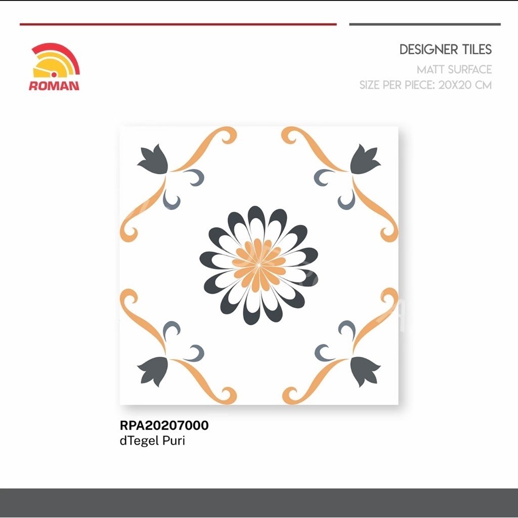 Roman Tegel 20x20 dTegel Puri/Tegel Suryo 20x20/Tegel Motif Batik/Ubin Tegel