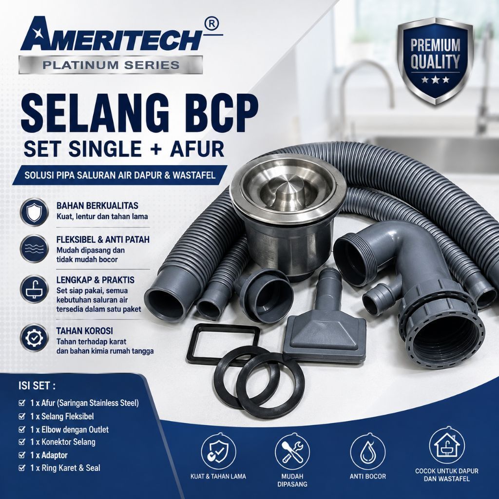selang bcp afur Ameritech / selang bak cuci piring / selang wastafel / Selang Pembuangan BCP Single 
