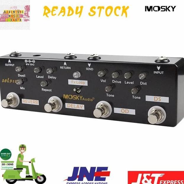MOSKY SOL918 Efek Gitar DISTORTION OVERDRIVE FX LOOP DELAY REVERB 5in1