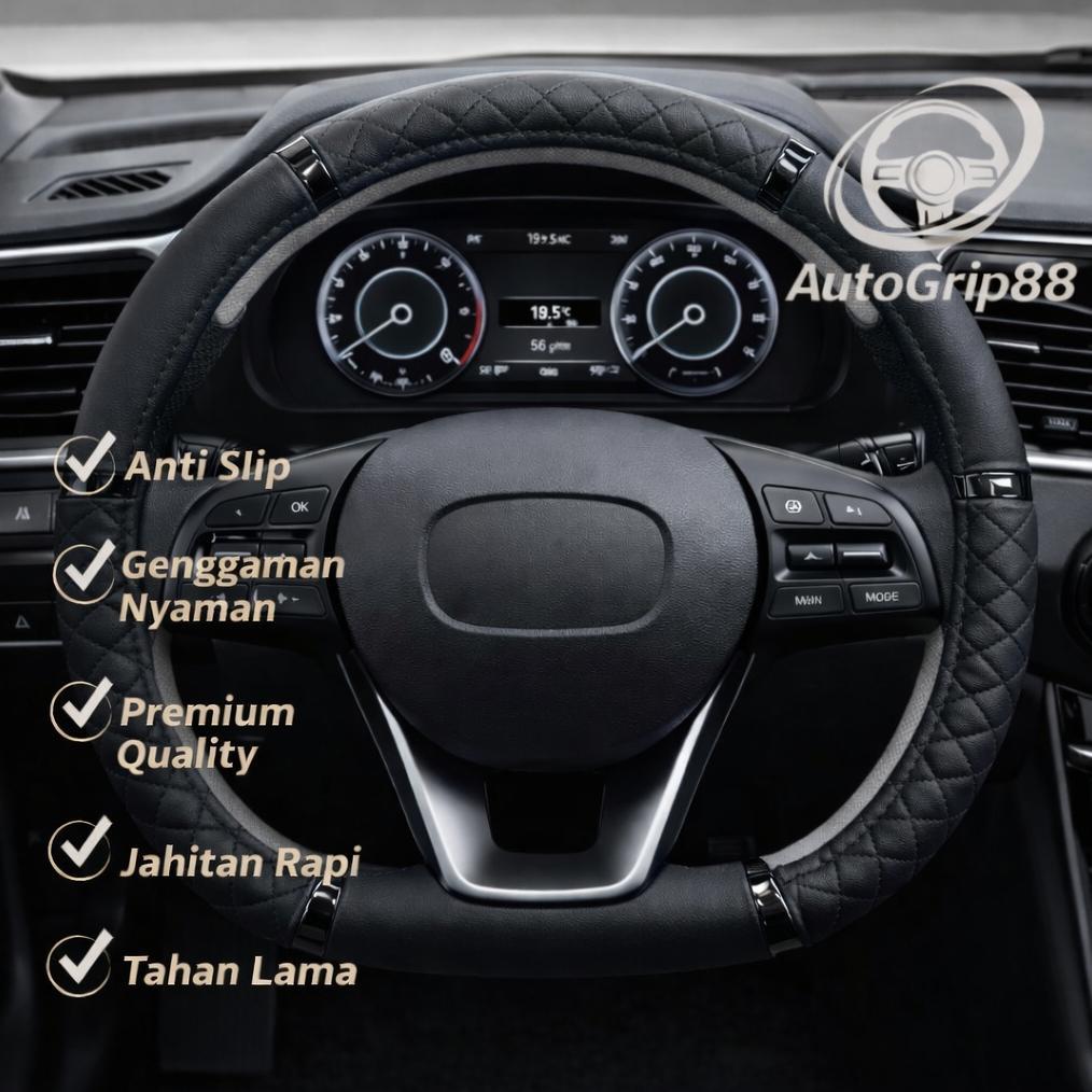 AutoGrip88 D Shape Sarung Setir Mobil Model D Shape Stir Mobil Bahan Kulit Premium