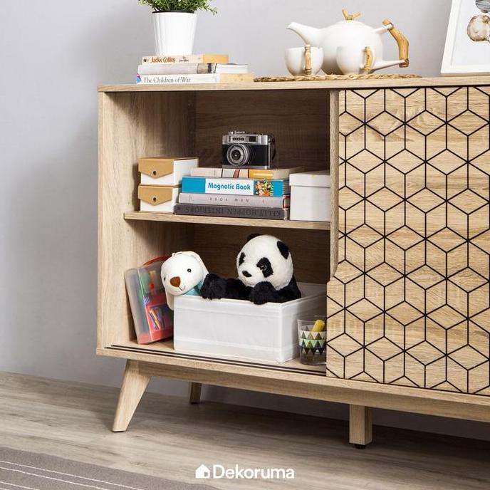 Dekoruma Nomura Lemari Kabinet Minimalis 2 Pintu Sliding | Credenza Buffet