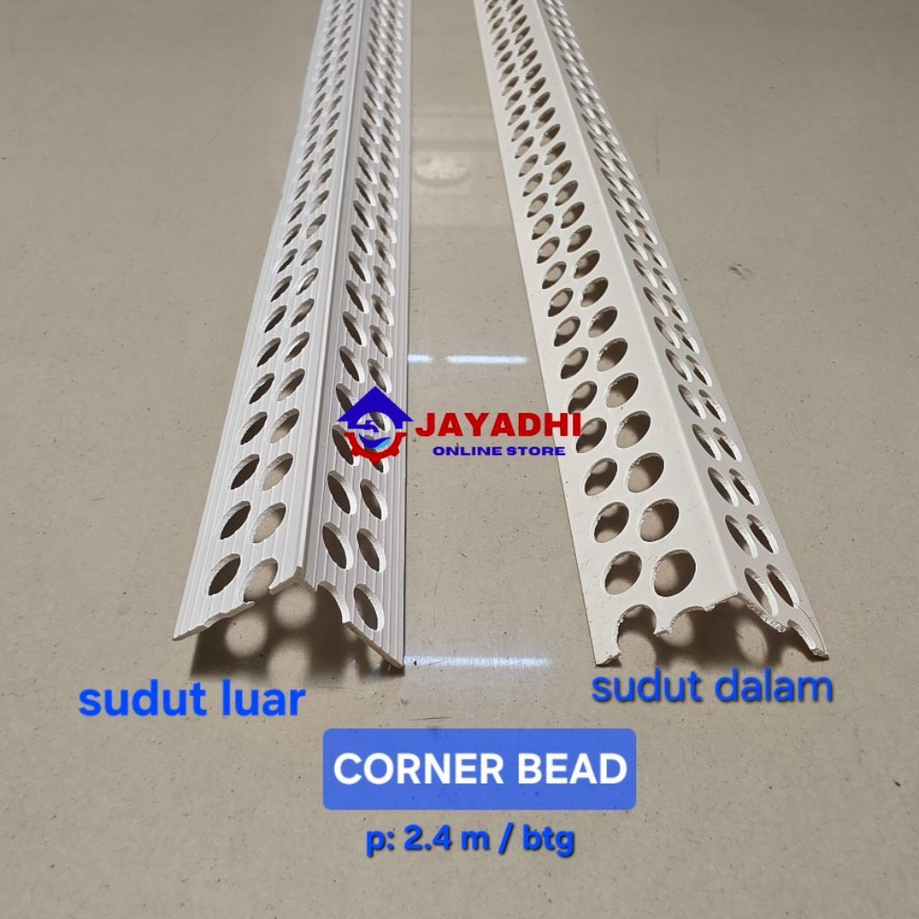 Lis Sudut Corner Bead uPVC 2.4m - Siku Acian Dinding Angle Luar / Dalam PBC