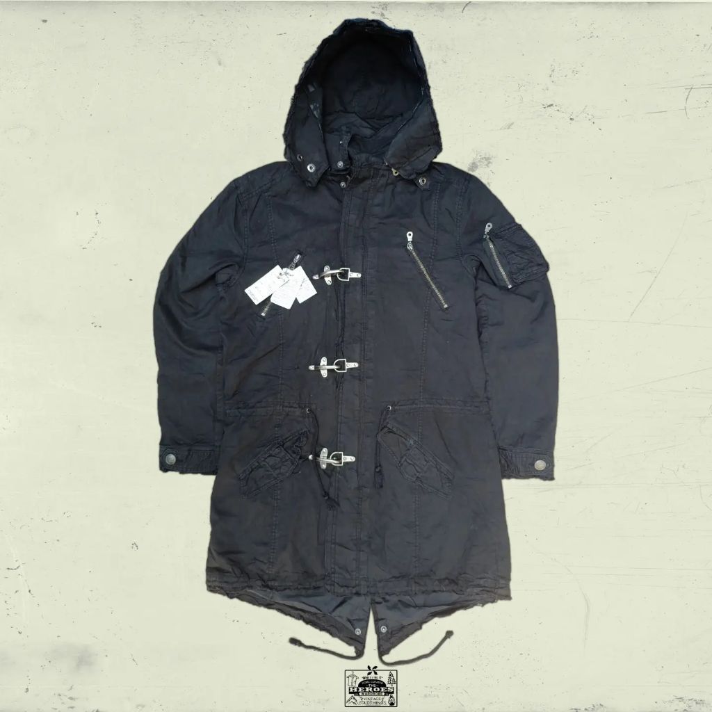 BNWT In The Attic Homme If Six Was Nine Distressed Vkei Claspman Military Parka Jacket Y2k