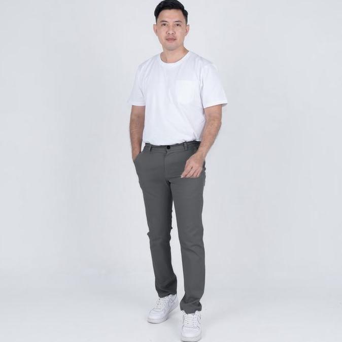 PROMO Benhill Celana Panjang Chino Pria Slim Fit Katun Stretch Basic Casual Hitam Navy Beige Dark Gr