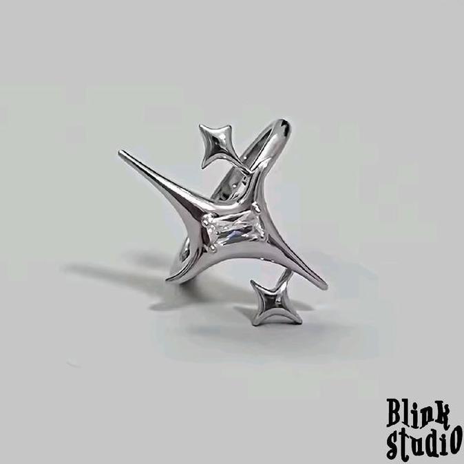 nofrizalabadi - finn - ring cincin 1 set / 3 pcs titanium silver model cross bintang aesthetic y2k u