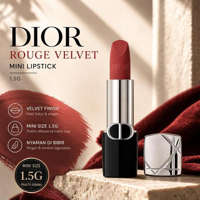 Ziploo_vane - DIOR Rouge Velvet Lipstick Mini 1.5g Velvet Finish Silky Smooth Lip Color Long Lasting