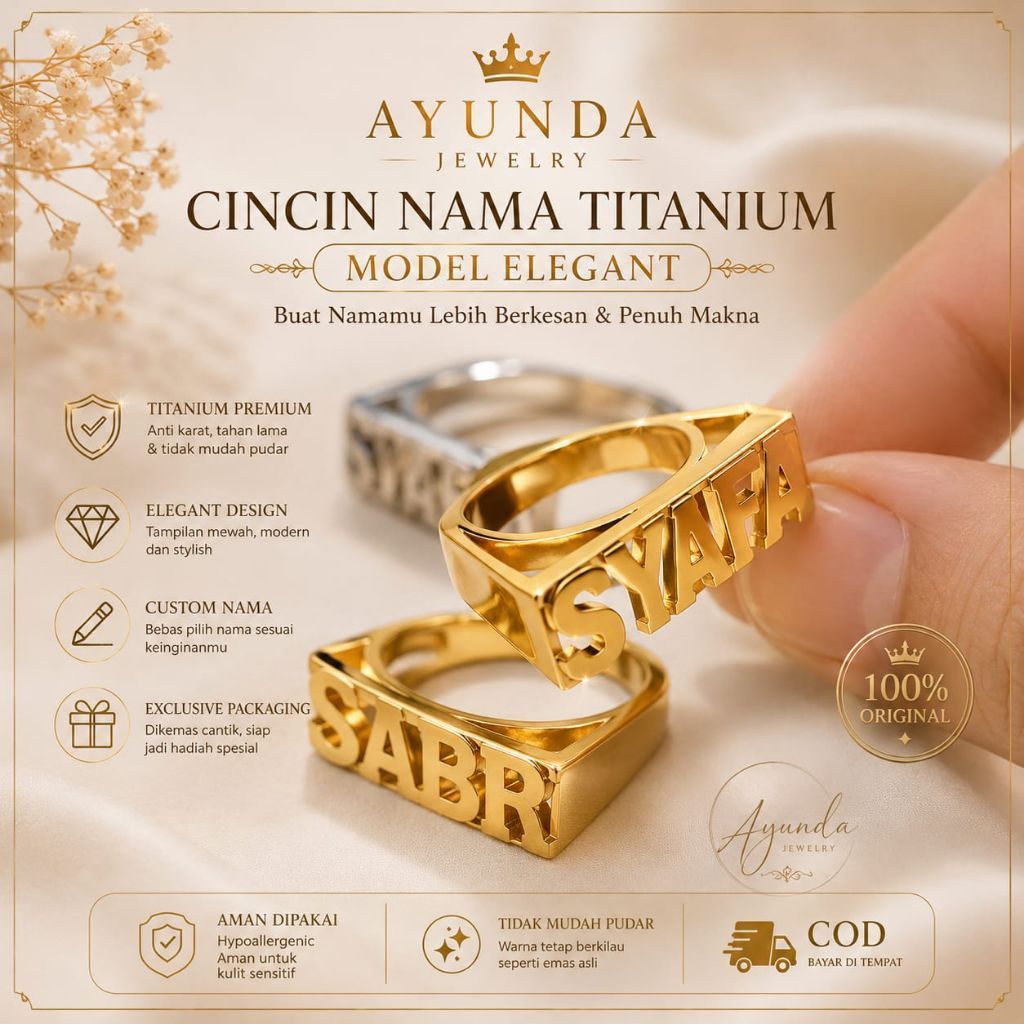 Cincin Nama titanium Model Eropa Cincin Custom Cincin Berlian