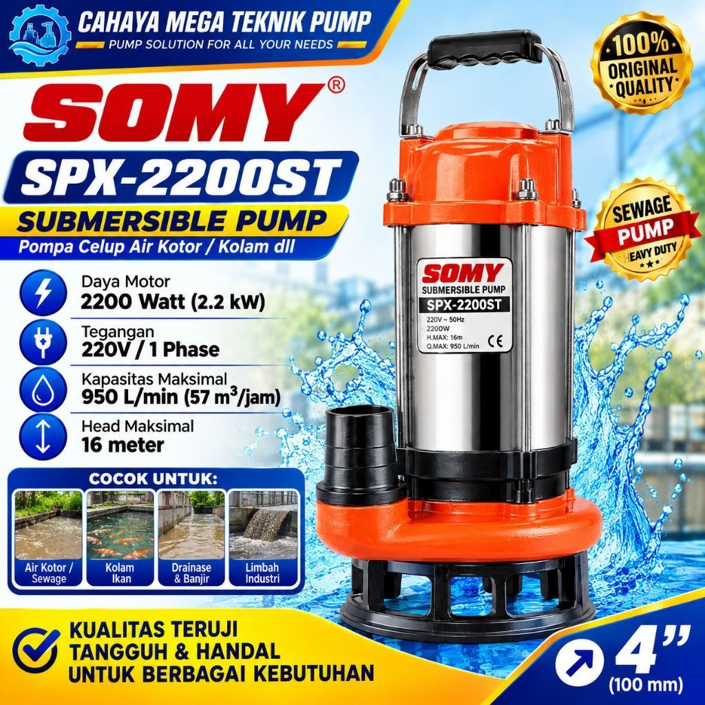 POMPA CELUP AIR KOTOR SOMY SPX-2200ST pompa celup 4" 220V/380V