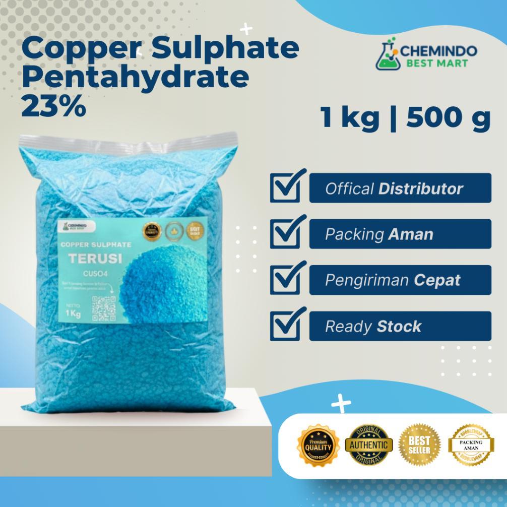 Copper Sulphate Pentahydrate 23% 500 Gram 1KG - Terusi Biru CuSO4 - Tembaga Sulfat Premium - Sapi PM