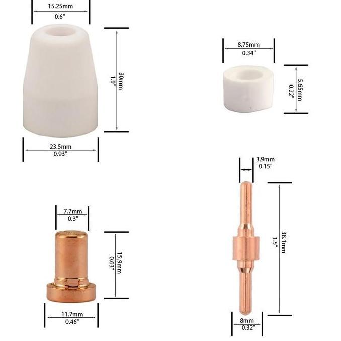 MALUKSHURE 65 Tip Nozzlec Laser Plasma Cutter Tip Ujung Alat Las Pemotong Plasma Kit Nozel Plasma Cu