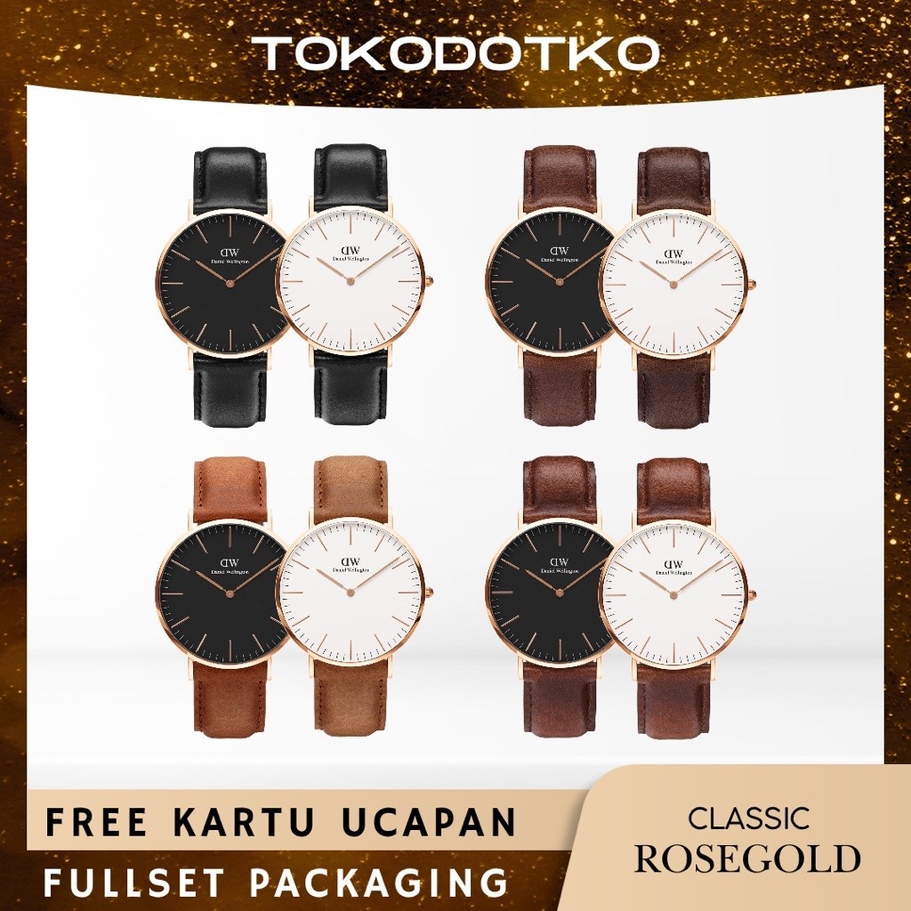 murah jam tangan daniel wellington dw pria wanita analog tali kulit classic rosegold minimalis tipis