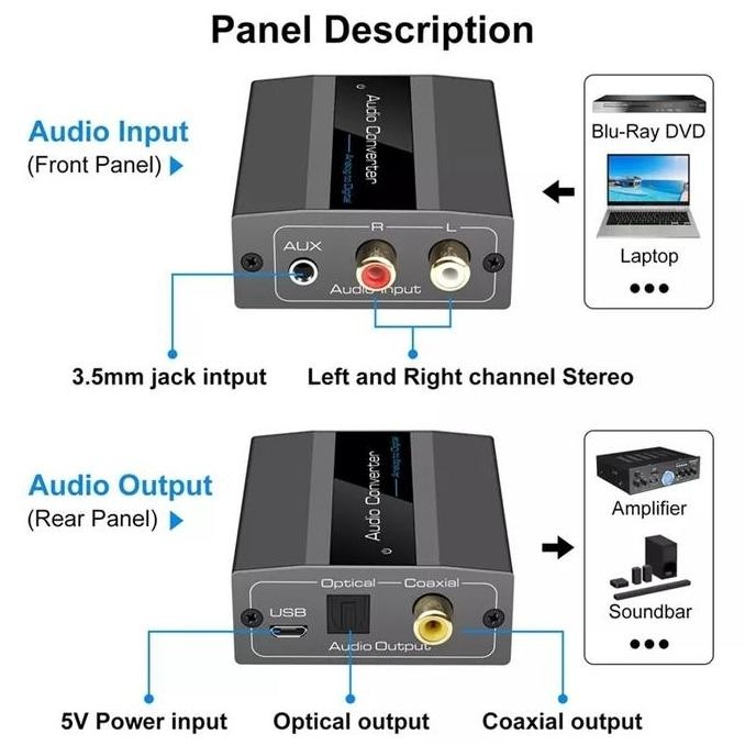 Wowoi- Avpro Avq049 Analog To Dital Audio Converter Adc 48Khz Rca & 3.5Mm