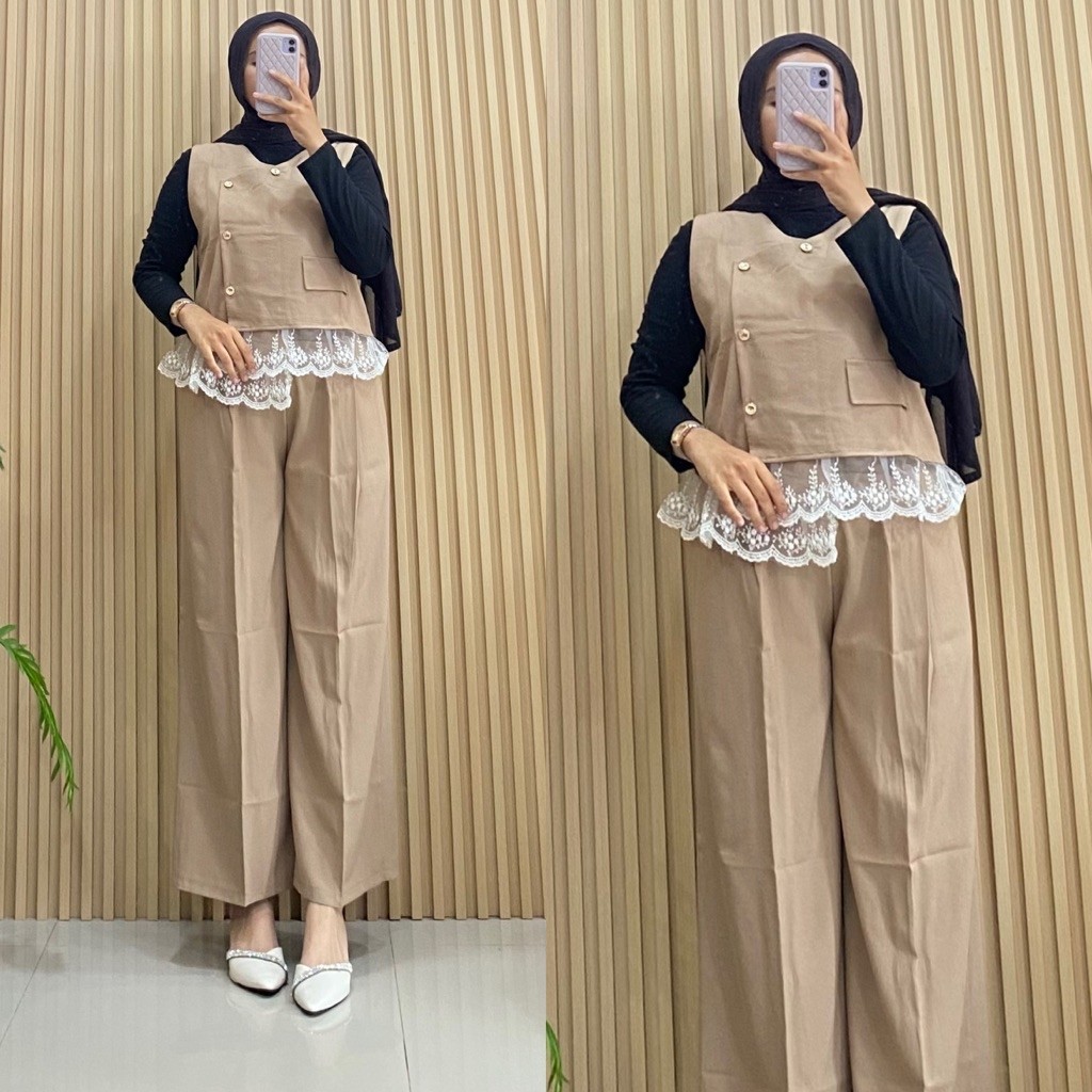SYR COLLECTION//SET CELANA VEST// SET CEL VEST RENDA