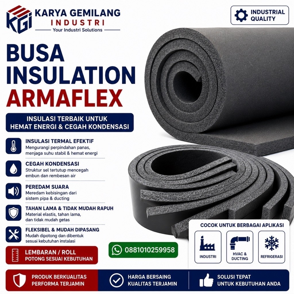 Busa Armaflex Lembaran 5mm x 90cm x 120cm | Armaflex Sheet Insulasi AC | Rubber Foam Insulation