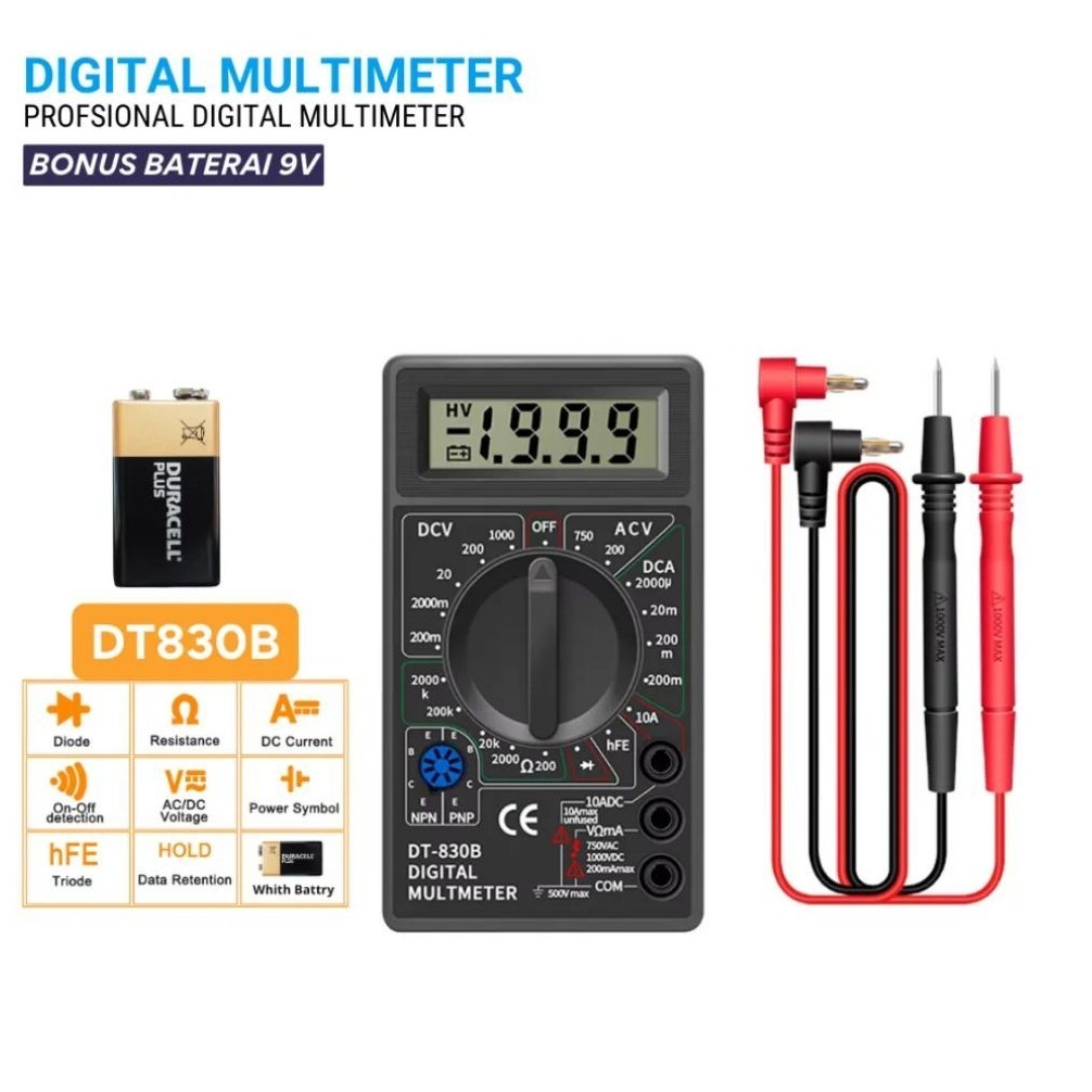 Digital Multimeter DT830B Multitester Avometer DT 830 B Series DT-830B