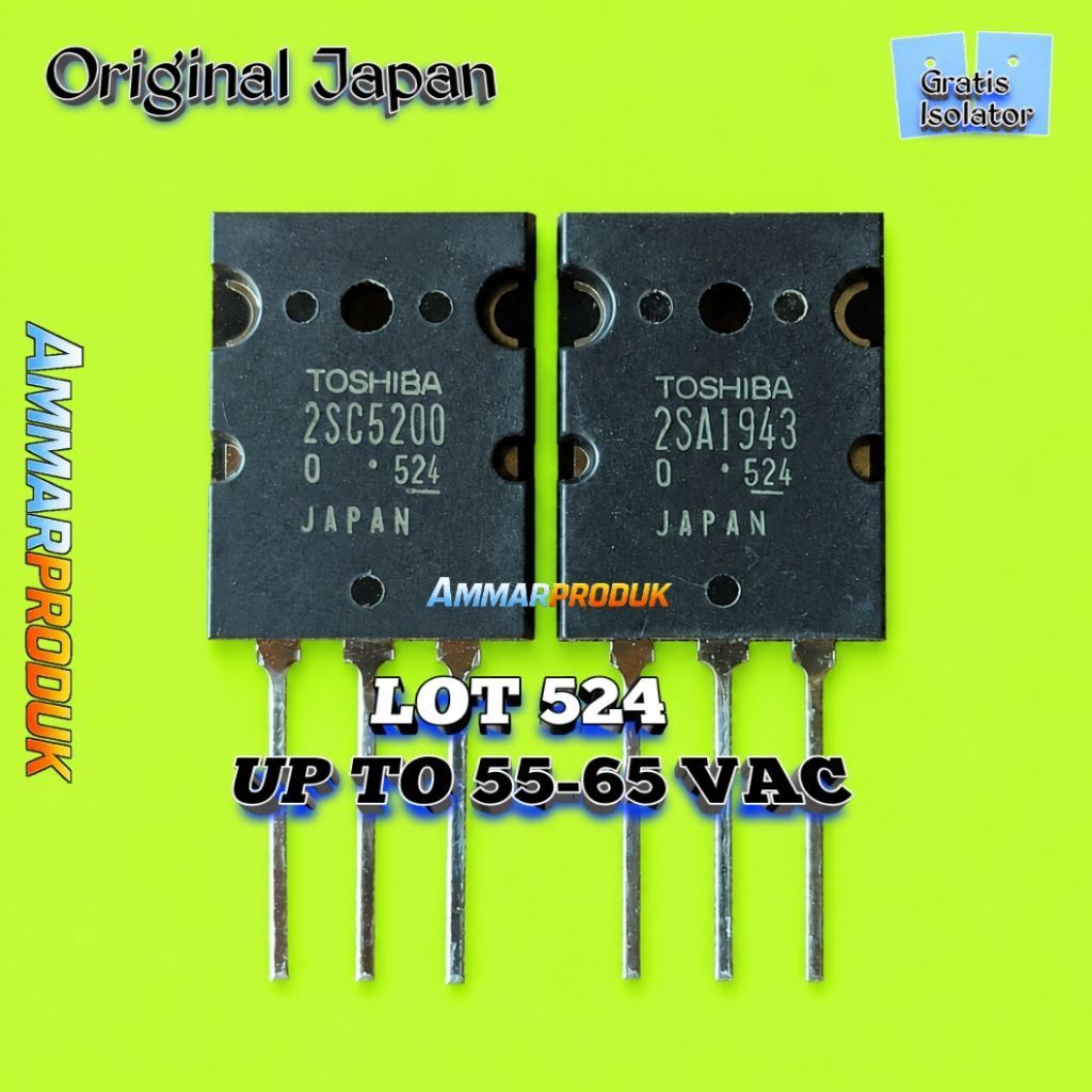 Transistor Final Toshiba 2SA1943 2SC5200 Original Japan Lot 524 Free Isolator Karet Tr Final Lot 524