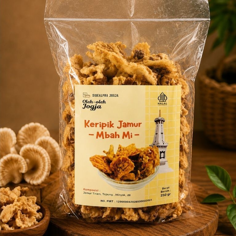 Keripik Jamur Tiram Mbah Mi 250gr Sidealpra Jogja | Oleh-Oleh Kering Jogja