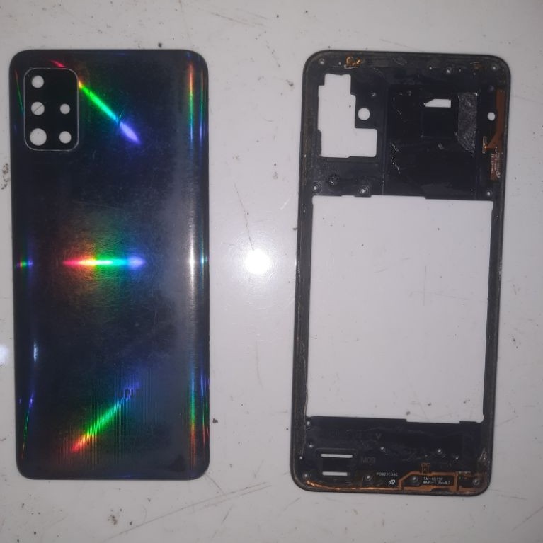 BACKDOOR DAN TULANGAN SAMSUNG GALAXY A51 PRISM CRUSH BLACK ORI COPOTAN HP SECOND (Baca Deskripsi)