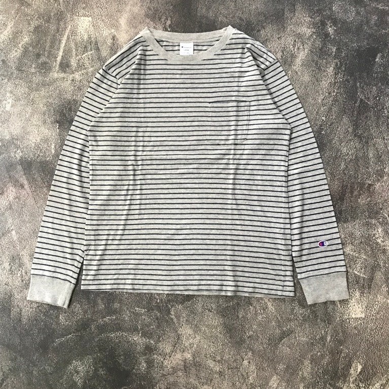 CHAMPION STRIPED LONGSLEEVE T-SHIRT POCKET SECOND