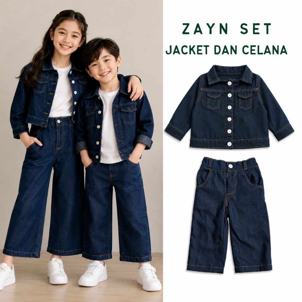 CHIZZA KIDS Zayn Set Anak | Setelan Jacket dan Celana Anak | 1–10 Tahun | Bahan Soft Jeans