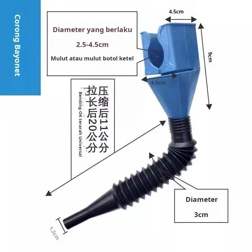 Corong teleskopik bebas genggam untuk sepeda motor, corong bayonet persegi kecil, corong pengisian b